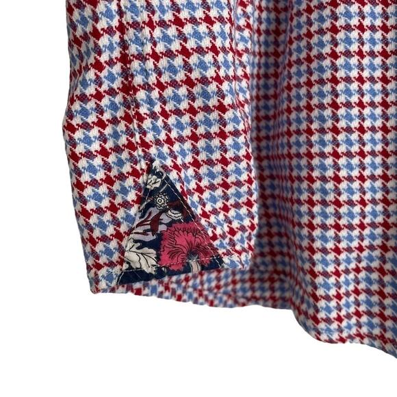 OXFORD Slim Fit Compact Cotton Houndstooth Shirt Tropical Accents (fits as M) - Picture 2 of 7